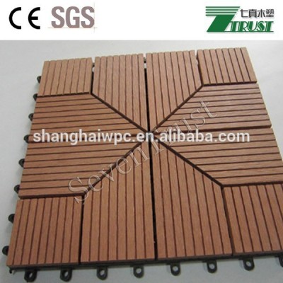 Beautiful outdoor wpc DIY tiles,easy install WPC interlocking deck tiles (30cmx30cm)