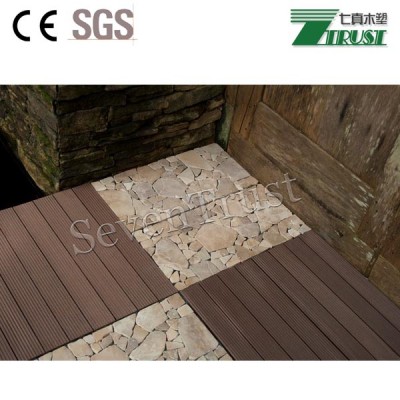 Cappuccino Mosaic Stone Tiles with WPC composite deck tiles: 30x30cm